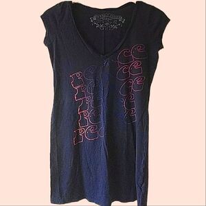 Vintage Gap PEACE Navy Blue V-Neck T-Shirt size XS